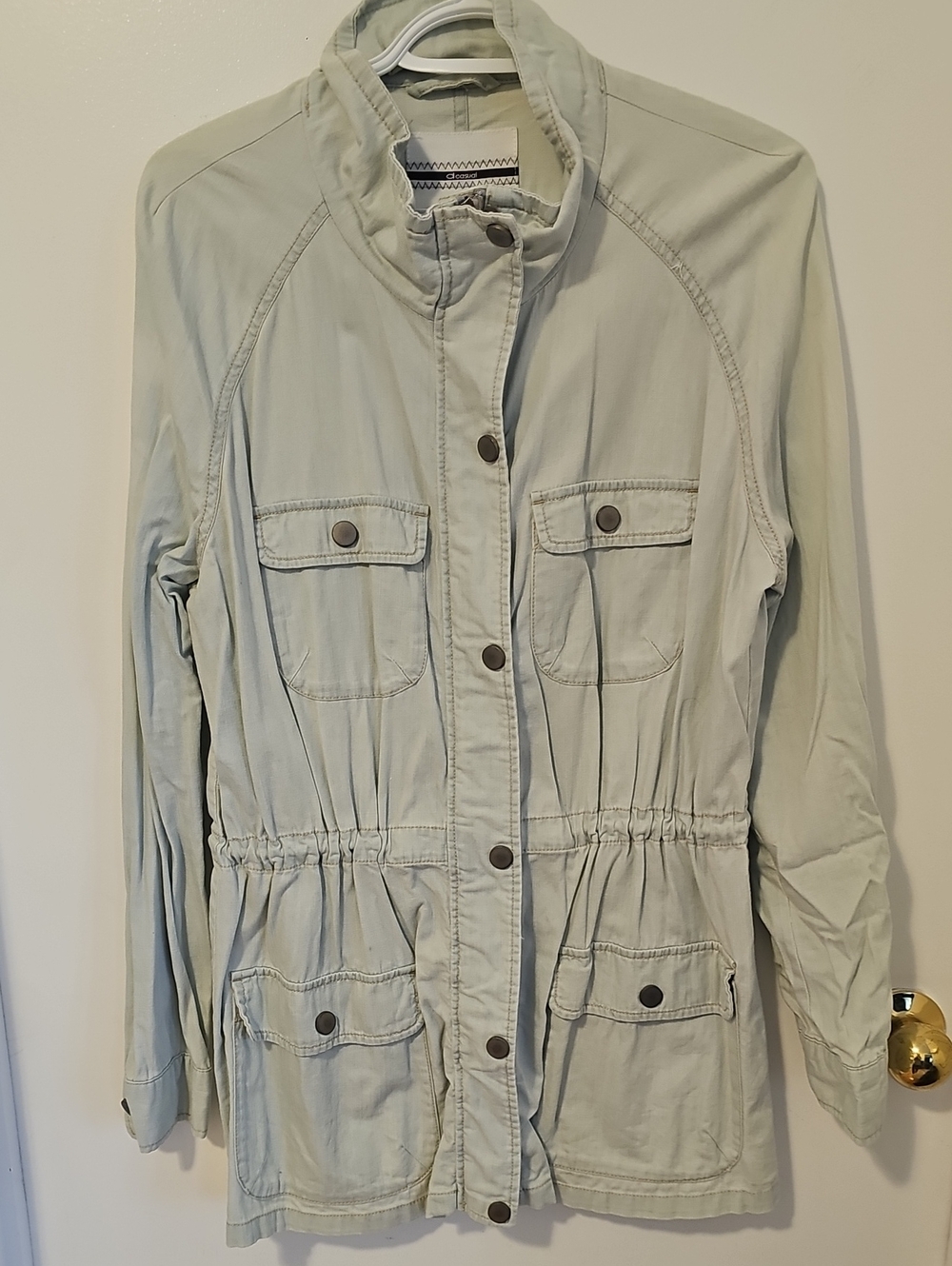 Dynamite Light Sage Utility Jacket with Cinched Waist